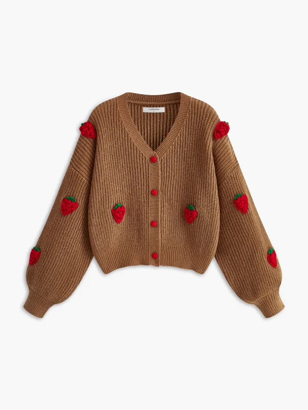 Strawberry Embroiled Button Cardigan sold by COMMENSE