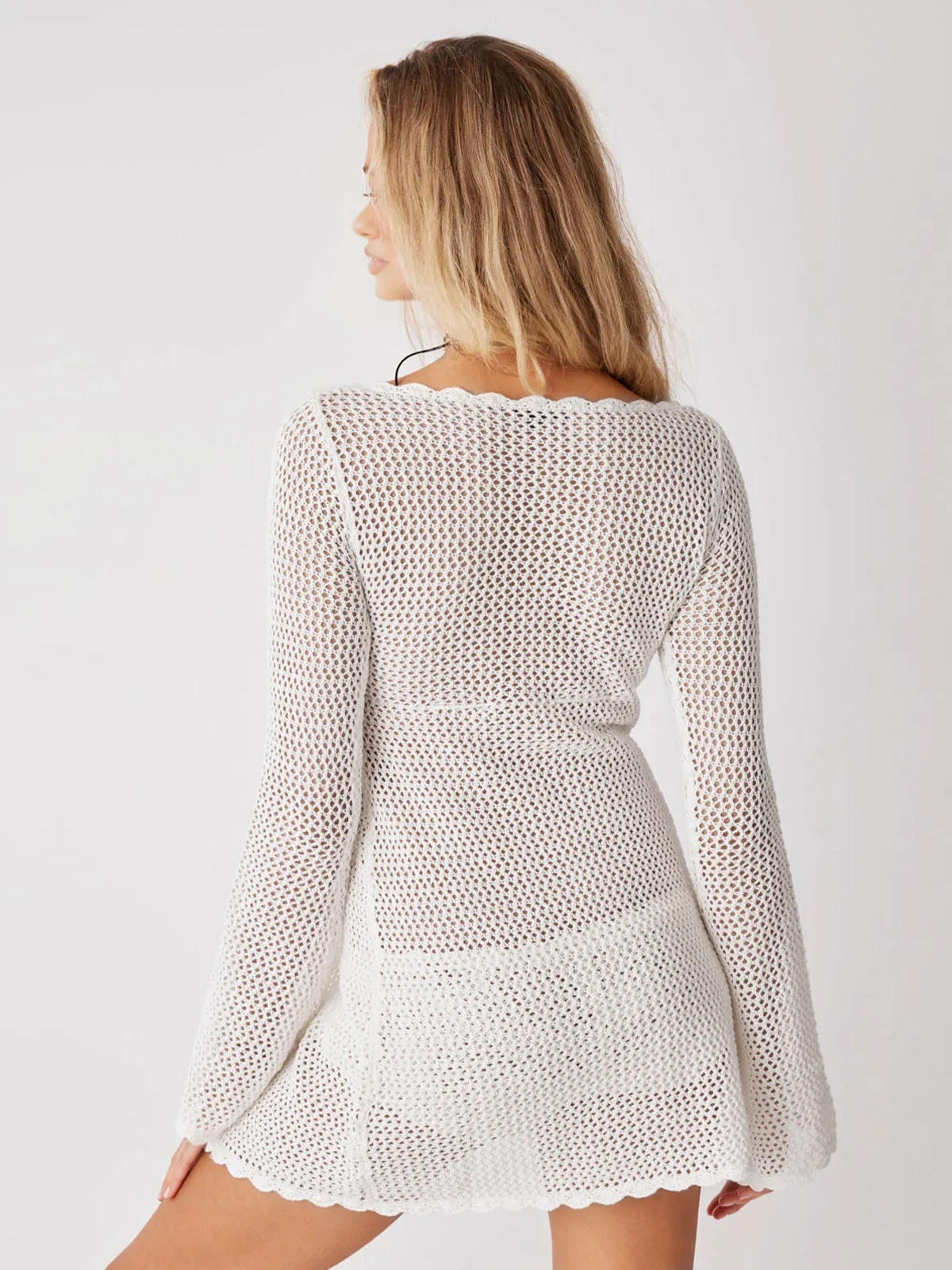 Tie Front Hollow Out Cover Up Top sold by COMMENSE product image thumbnail 4