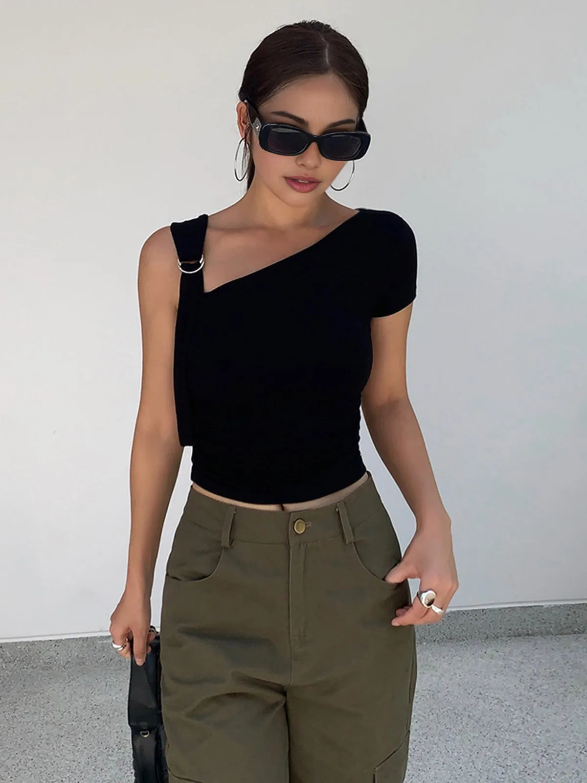 Asymmetrical One Shoulder Off Top sold by COMMENSE product image thumbnail 2