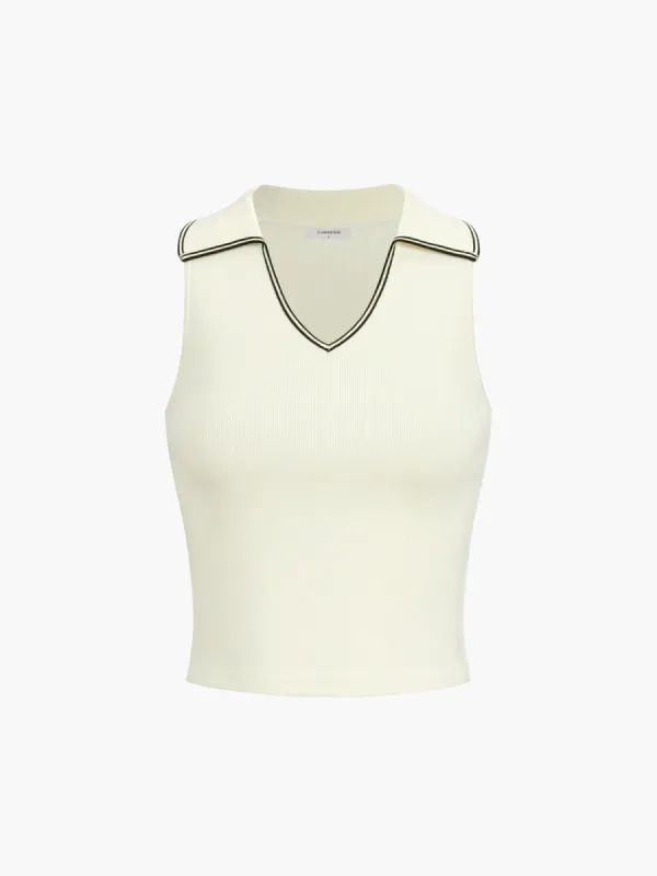 Contrast Binding Knit Tank Top sold by COMMENSE