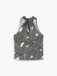 Criss Cross Stripe Cowl Neck Satin Tank Top sold by COMMENSE