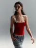 Floral Contrast Trim Bodycon Cami Top sold by COMMENSE