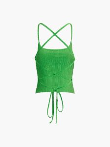 Textured Criss Cross Tied Crop Top sold by COMMENSE