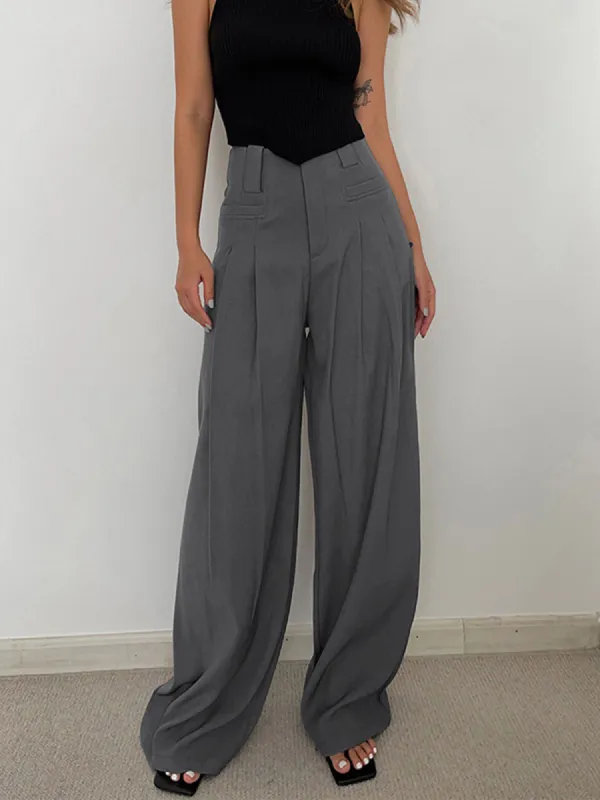 Leisure Pleated Wide Leg Dress Pants sold by COMMENSE