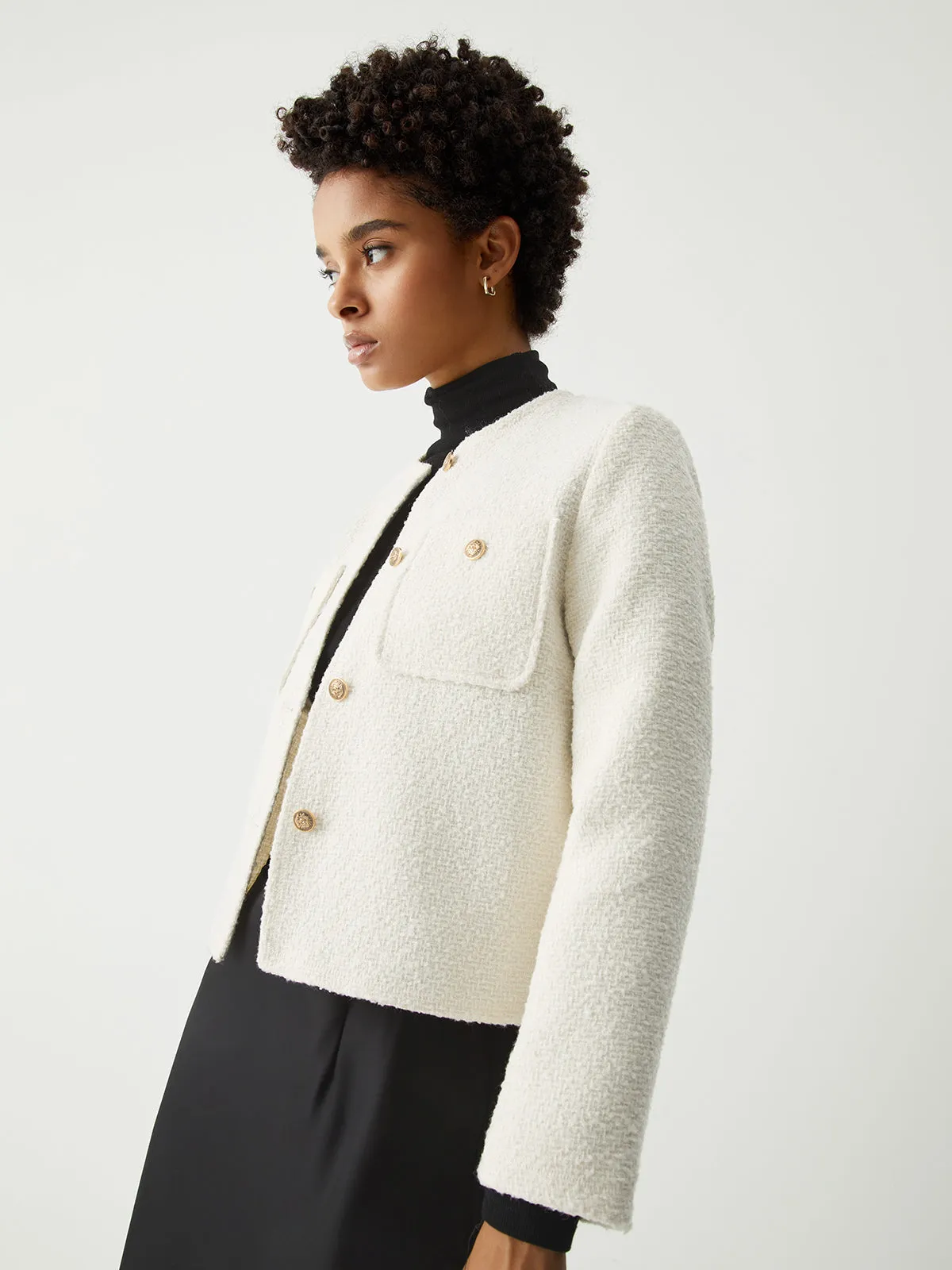 Vintage Tweed Crop Blazer sold by COMMENSE product image thumbnail 2