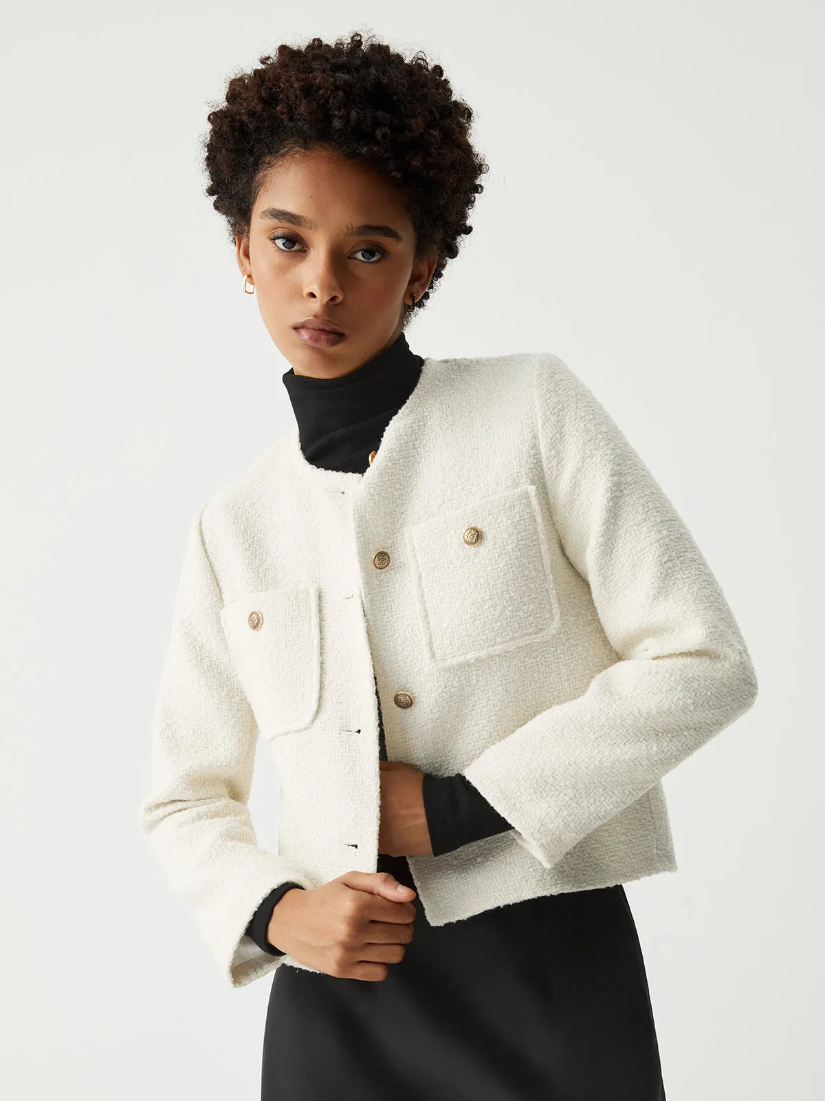 Vintage Tweed Crop Blazer sold by COMMENSE product image thumbnail 3