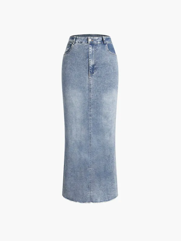Soho Denim Maxi Skirt sold by COMMENSE