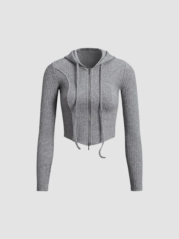 Two Way Zip Corset Cropped Hoodie made by COMMENSE