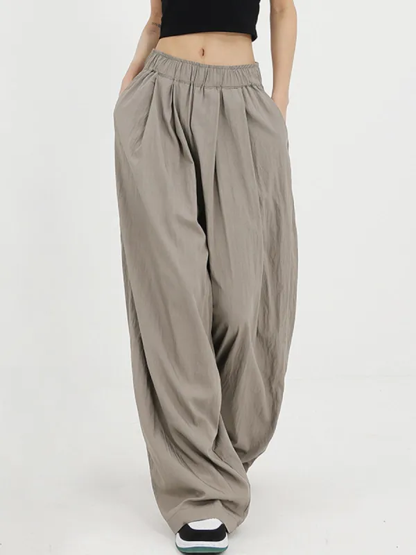Elastic Waistband Oversized Wide Leg Pants sold by COMMENSE