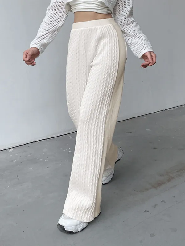 Cable Knit Wide Leg Pants sold by COMMENSE