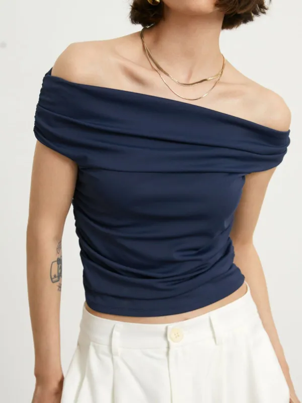 Off Shoulder Ruched Tank Top sold by COMMENSE