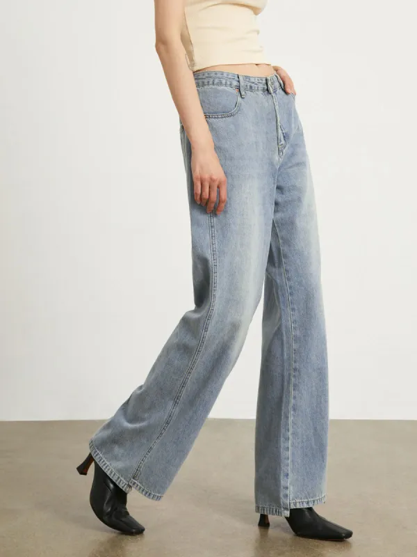 Faded Denim Wide Leg Jeans sold by COMMENSE