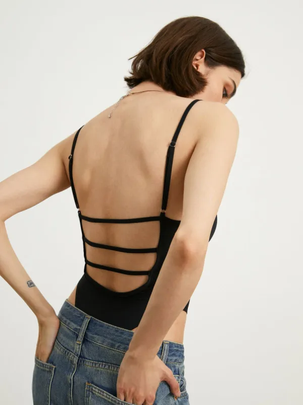 Runway Open Back Bodysuit sold by COMMENSE