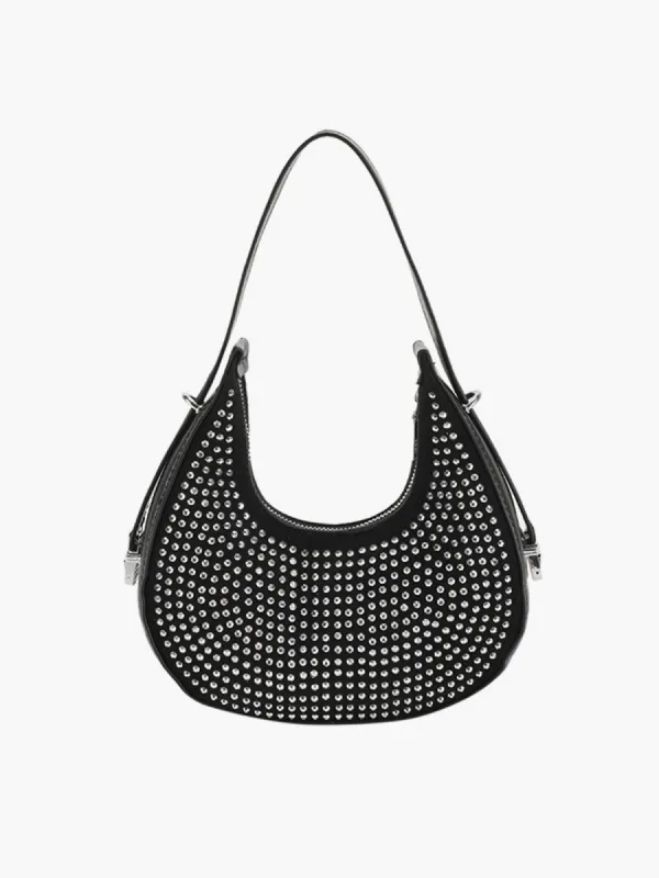 Rhinestones Half-moon Shaped Shoulder Bag sold by COMMENSE