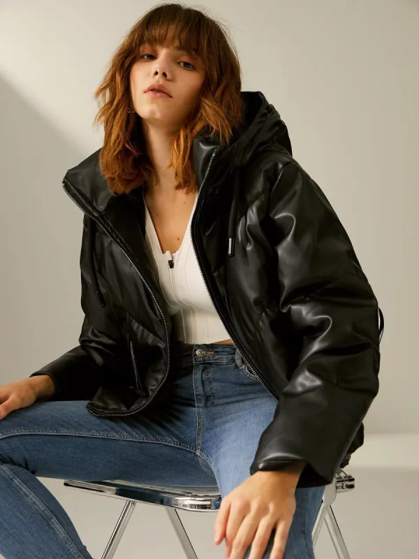 Cropped Puffer Jacket with Hood sold by COMMENSE