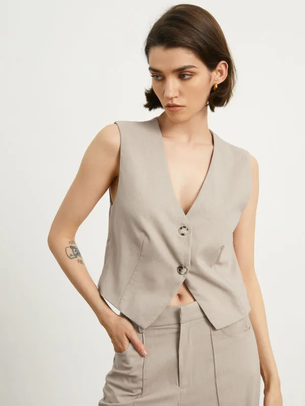 Smart Linen Vest sold by COMMENSE