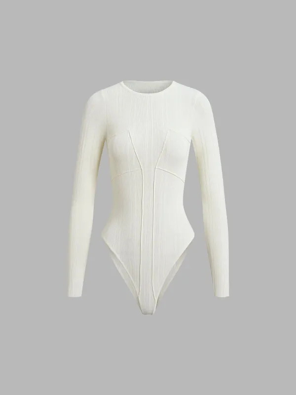 Ivory Glow Textured Bodysuit sold by COMMENSE