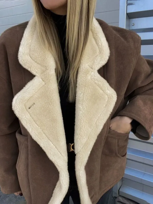 Oversized Sherpa Lined Shearling Jacket sold by COMMENSE