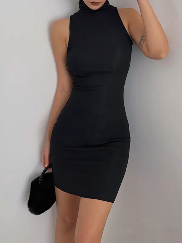 Solid Bodycon Turtleneck Midi Dress sold by COMMENSE