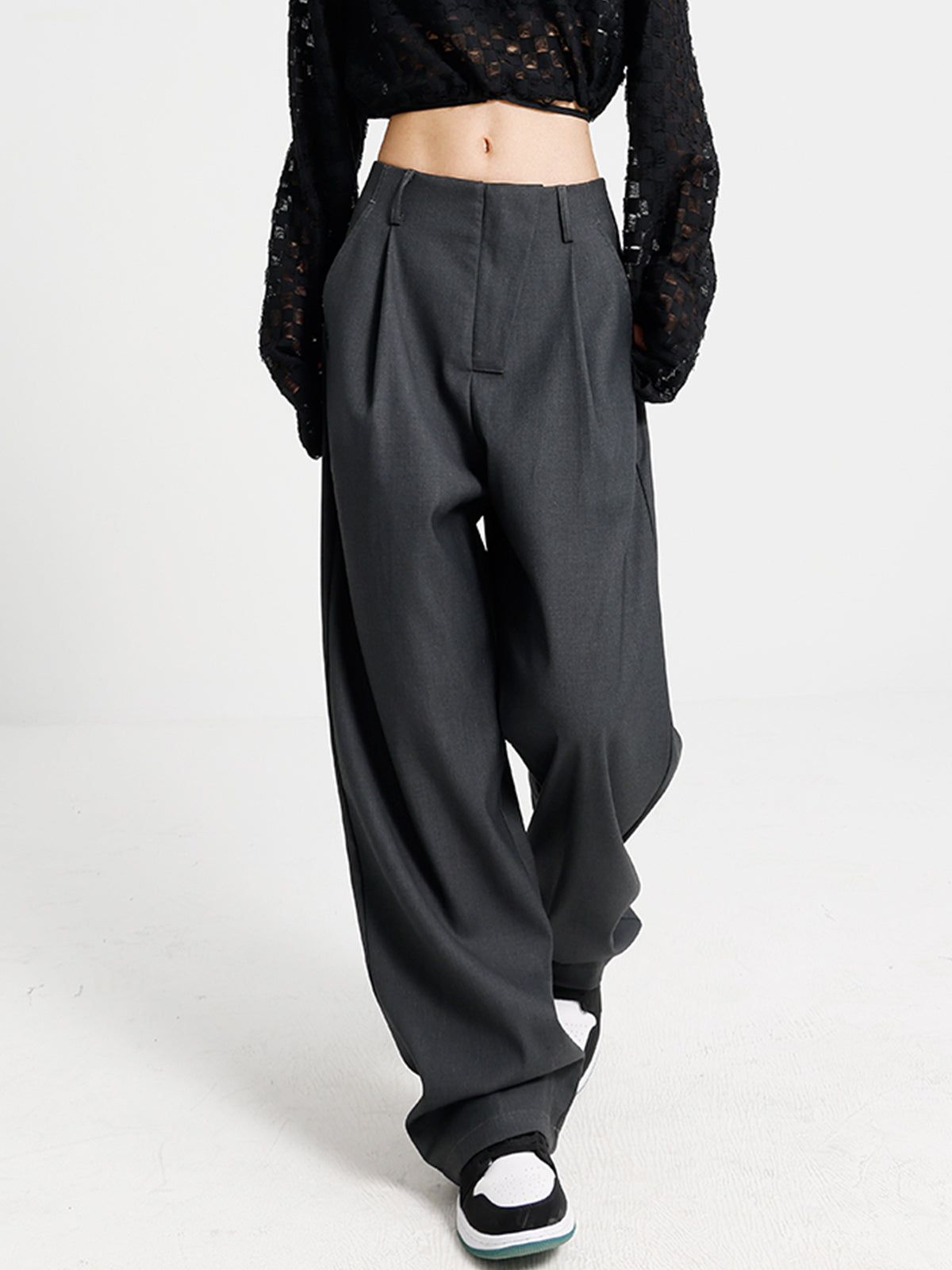 Wide Leg Pleated Draped Pants sold by COMMENSE