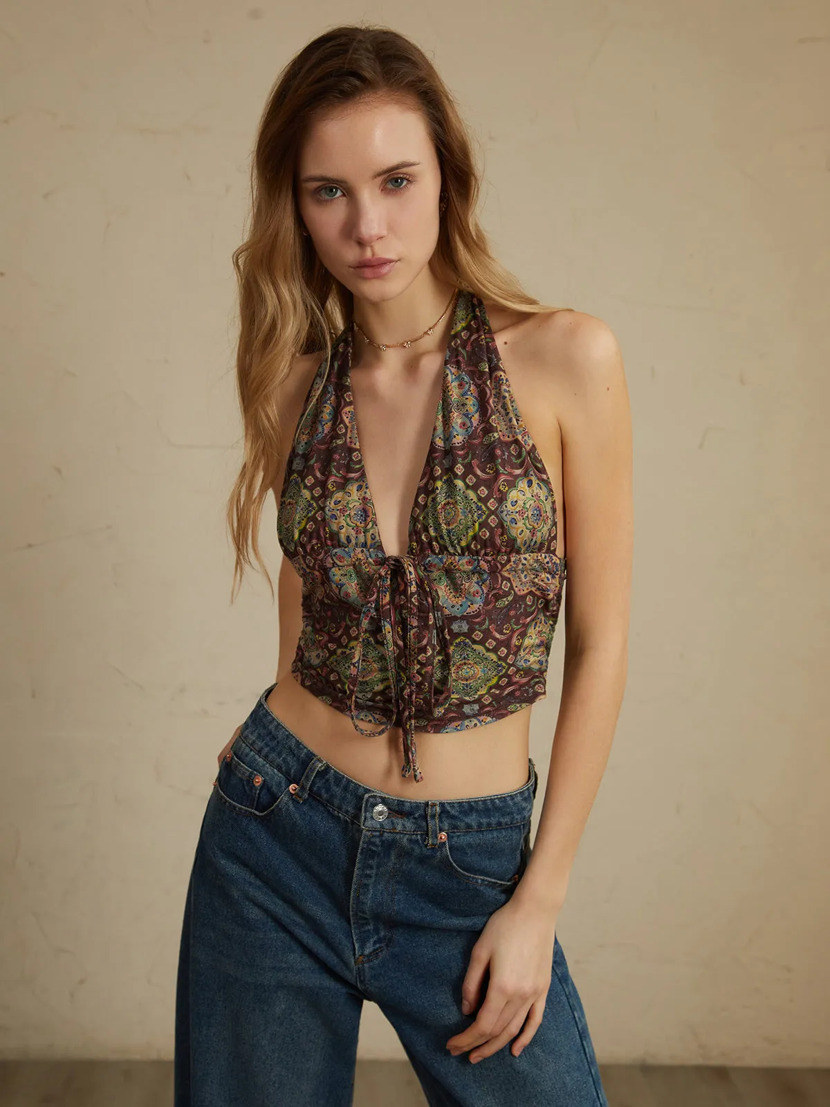 Boho Knotted Halter Tank Top sold by COMMENSE product image thumbnail 3