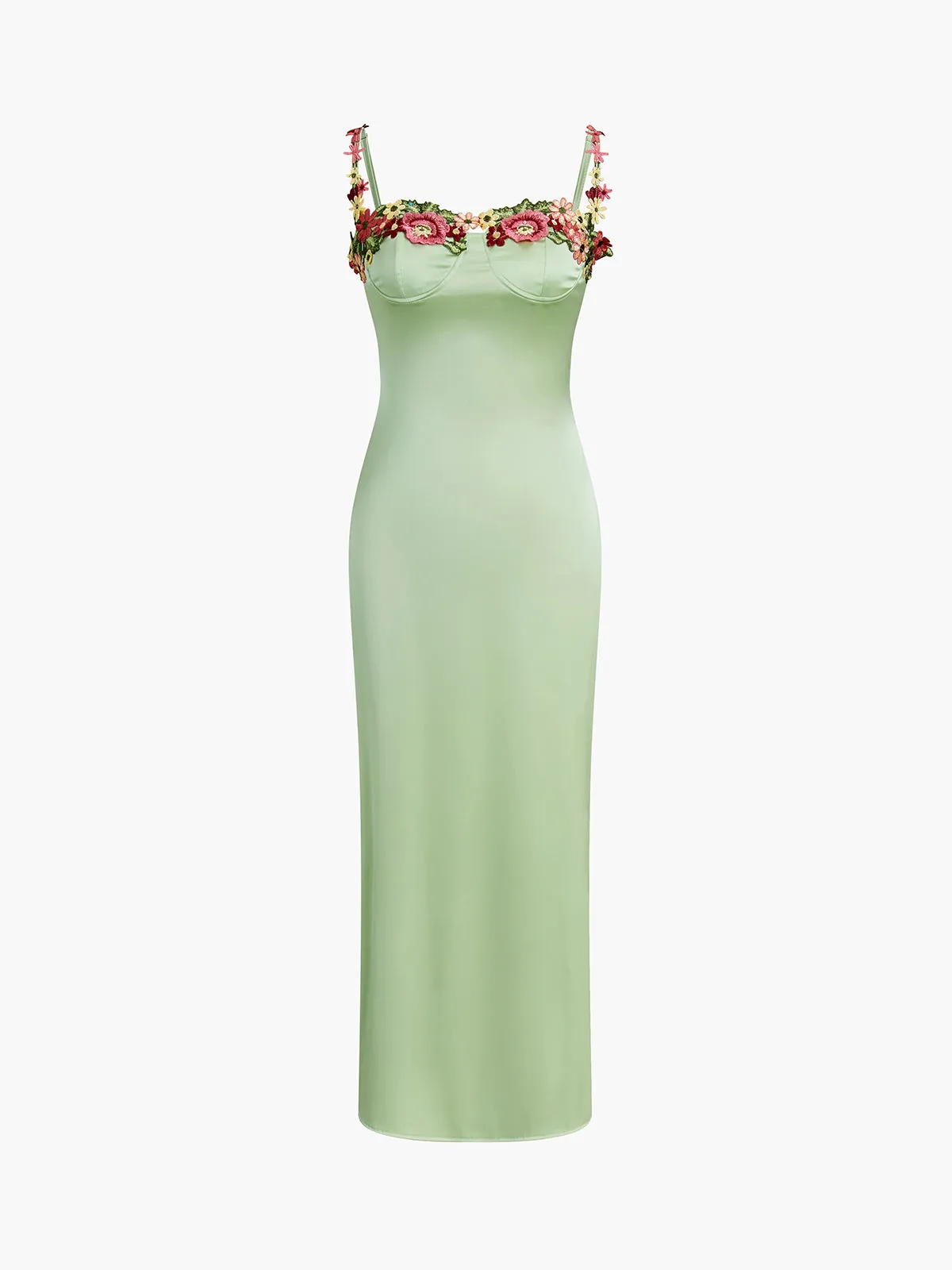 Floral Satin Midi Dress sold by COMMENSE