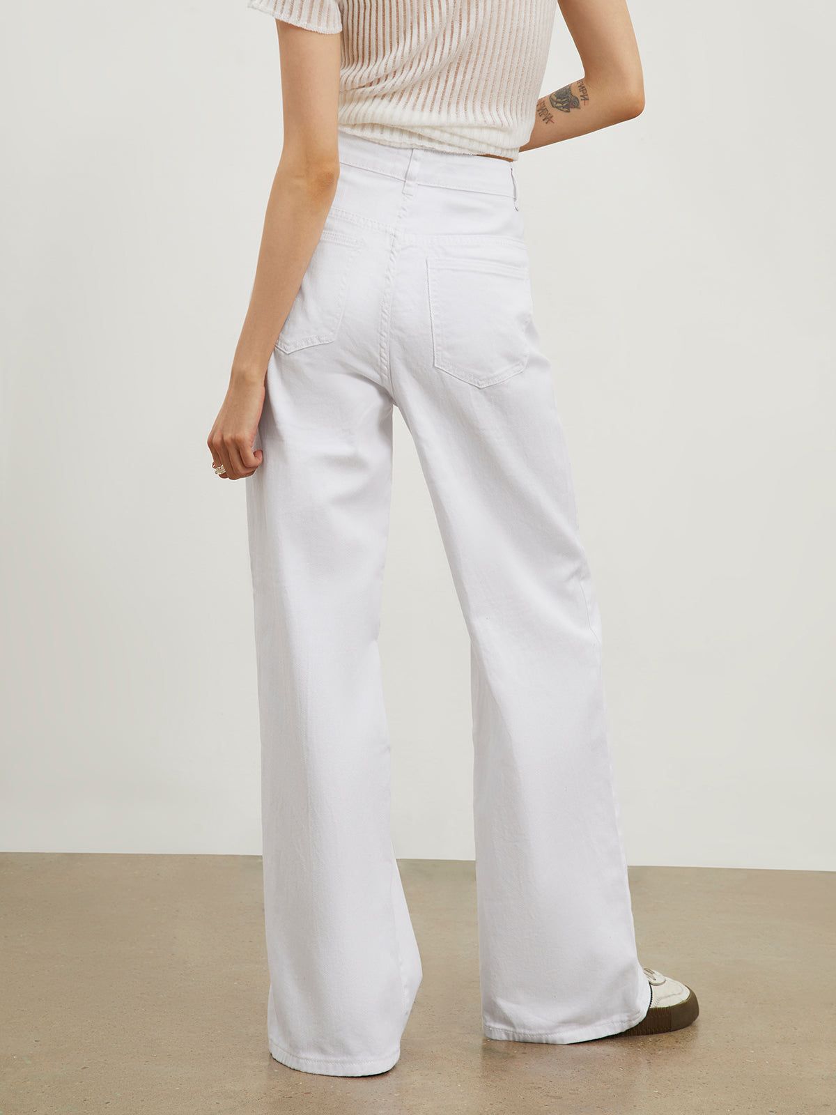 Ripped White Denim Straight Leg Jeans sold by COMMENSE product image thumbnail 4