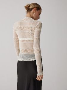 Sheer Lace Lettuce Trim Top sold by COMMENSE