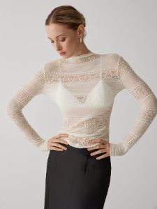 Sheer Lace Lettuce Trim Top sold by COMMENSE