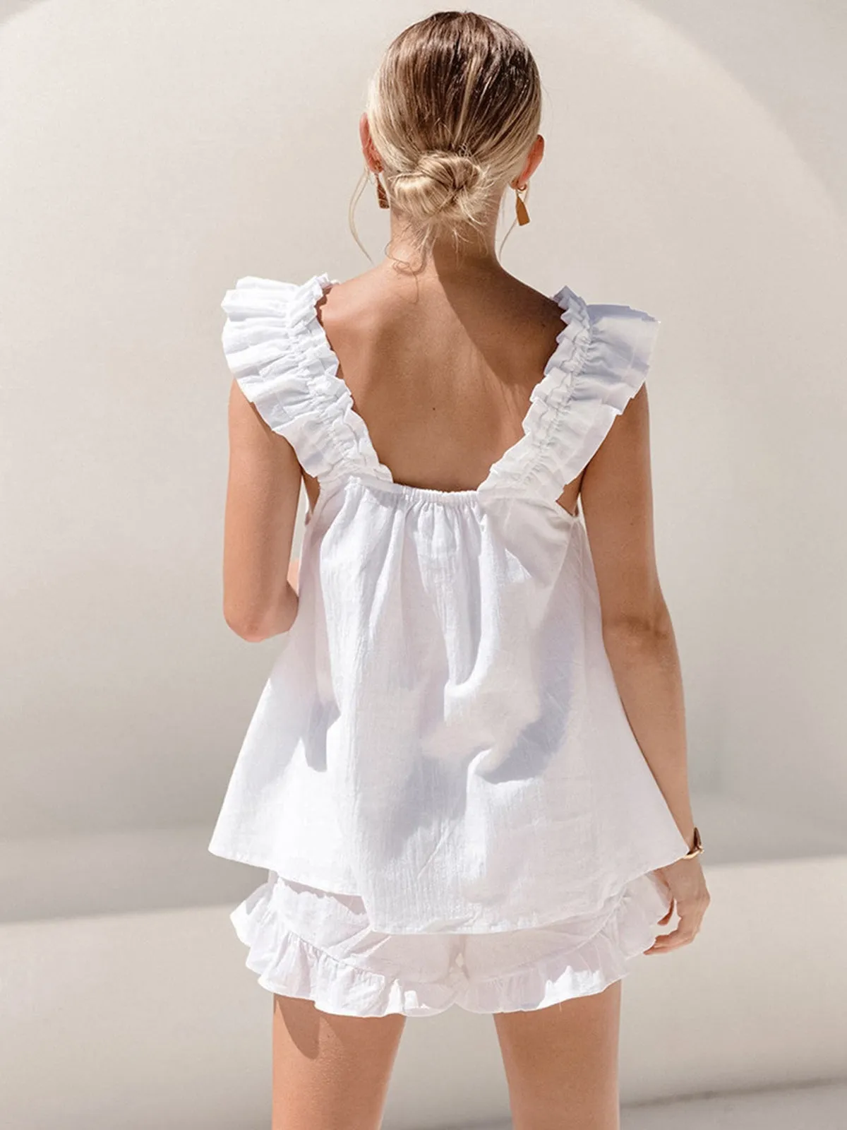 Pure Cotton Ruffle Shorts Set sold by COMMENSE product image thumbnail 5