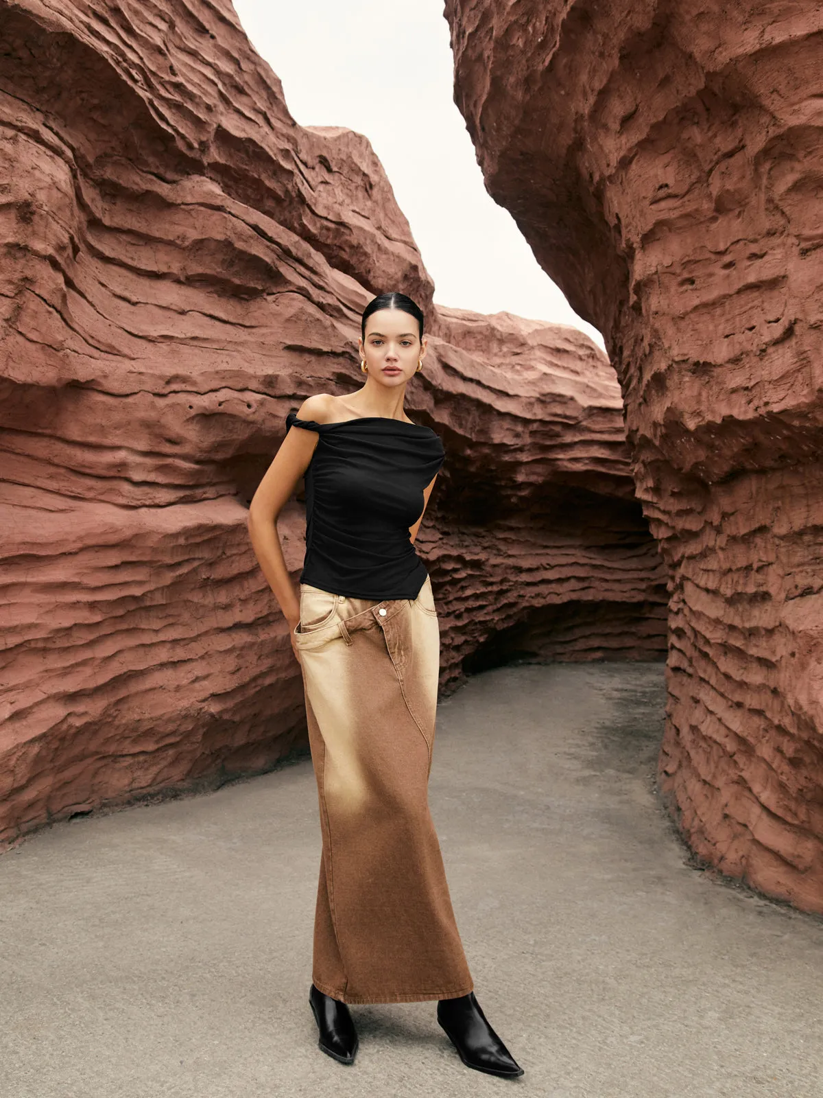 Asymmetric Knotted One-Shoulder Top sold by COMMENSE product image thumbnail 2