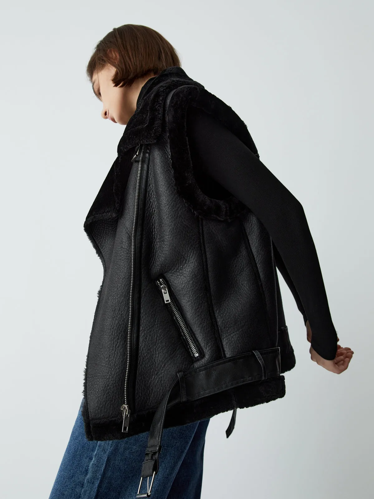 Faux Fur Leather Vest sold by COMMENSE product image thumbnail 4