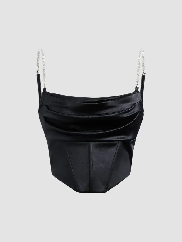 Diamante Satin Corset Top sold by COMMENSE