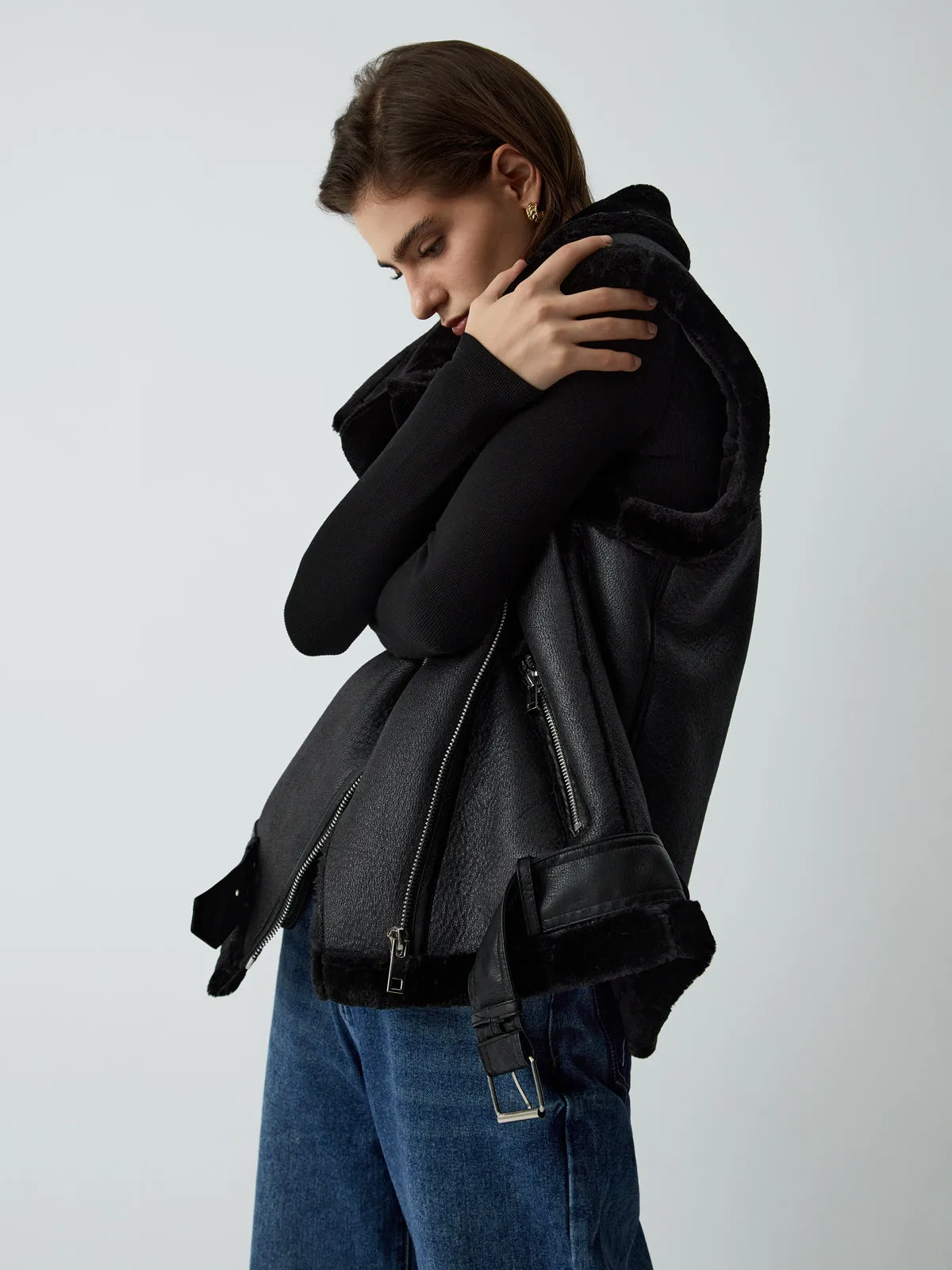 Faux Fur Leather Vest sold by COMMENSE product image thumbnail 5