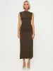 Asymmetrical Neck Split Midi Dress sold by COMMENSE