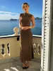 Asymmetrical Neck Split Midi Dress sold by COMMENSE