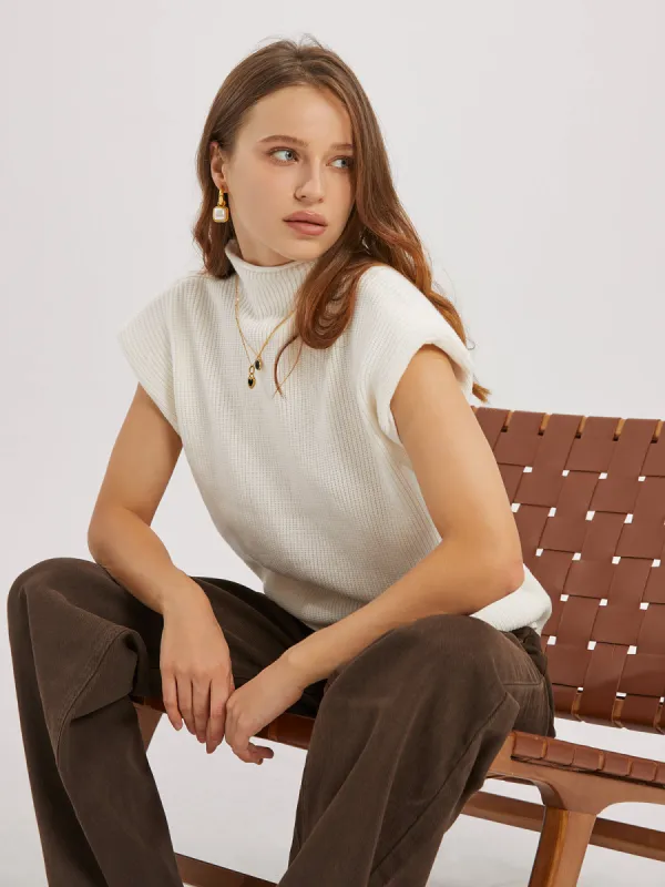 Snowflake Mock Neck Sweater Vest sold by COMMENSE