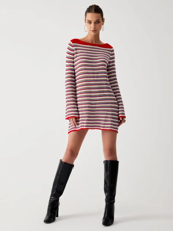 Spring Fling Stripe Short Sweater Dress sold by COMMENSE