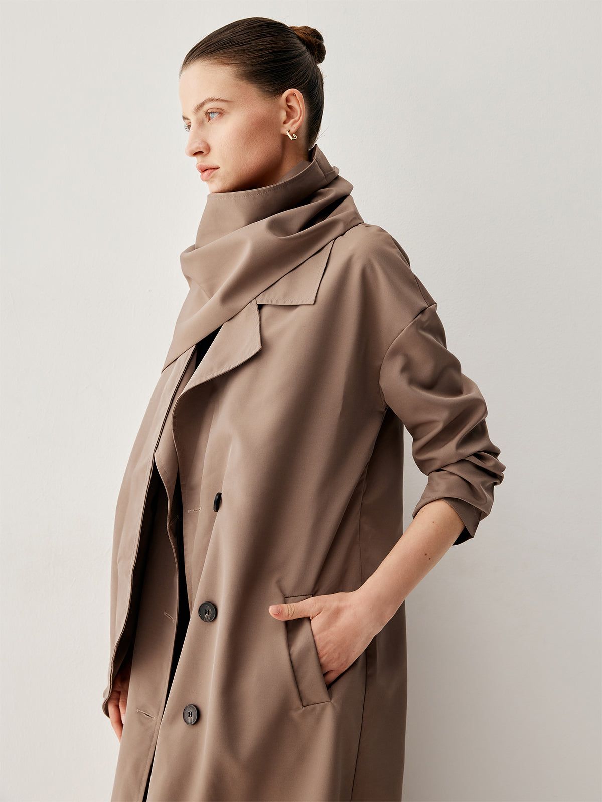 Double Breasted Trench Coat With Matching Scarf sold by COMMENSE product image thumbnail 5