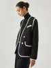 Contrast Trim Tweed Button Detail Wool Coat sold by COMMENSE