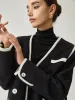 Contrast Trim Tweed Button Detail Wool Coat sold by COMMENSE