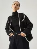 Contrast Trim Tweed Button Detail Wool Coat sold by COMMENSE