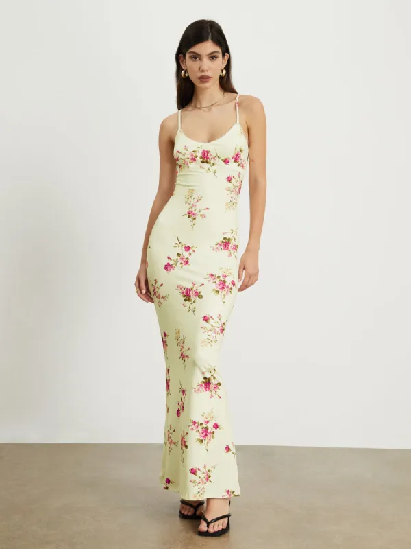 Floral Slip Long Dress sold by COMMENSE