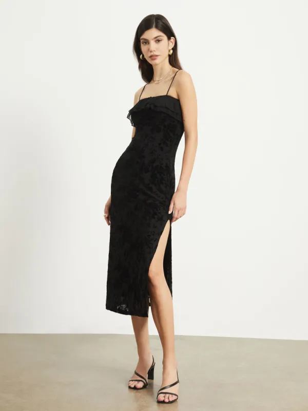 Jacquard Floral Mesh Midi Dress sold by COMMENSE