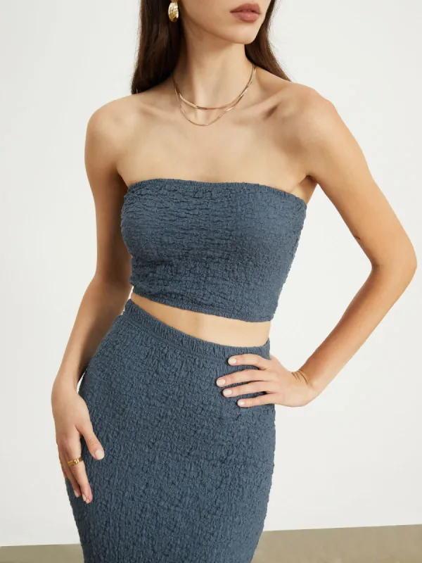 Coastal Breeze Textured Two Piece Skirt Set sold by COMMENSE