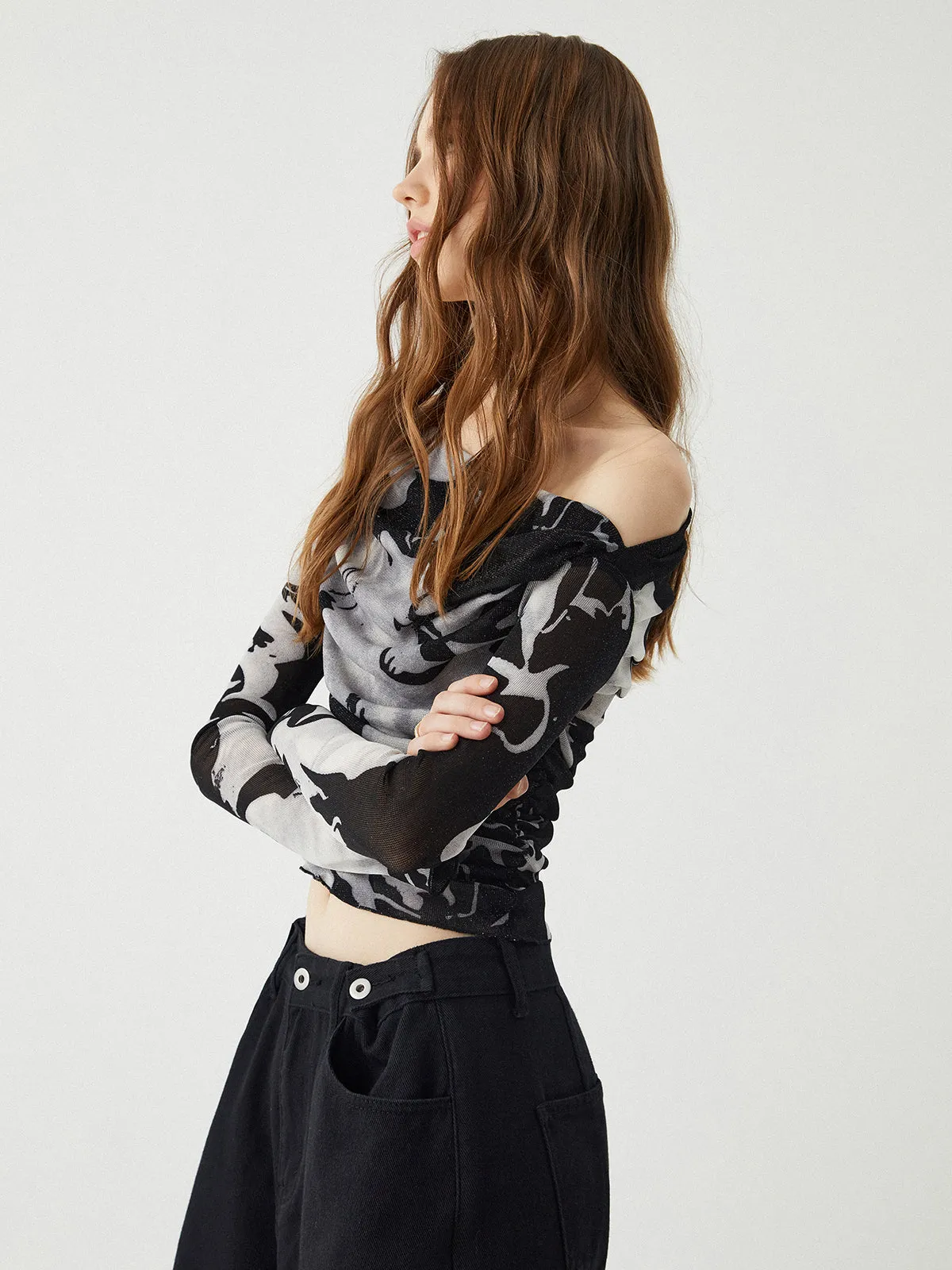 Ink Printed One-Shoulder Top sold by COMMENSE product image thumbnail 4