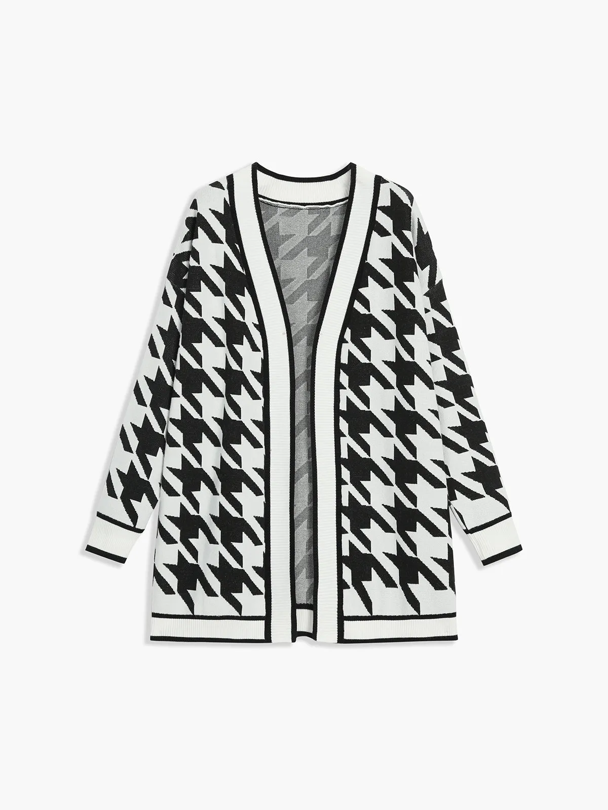 Houndstooth Long Cardigan sold by COMMENSE