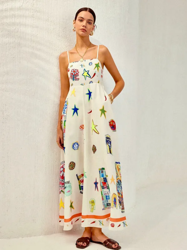Adjustable Strap Print Dress sold by COMMENSE