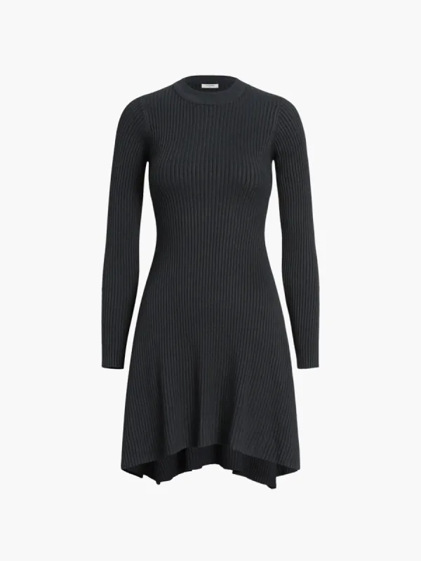 Asymmetric Hem Long Sleeve Short Sweater Dress sold by COMMENSE