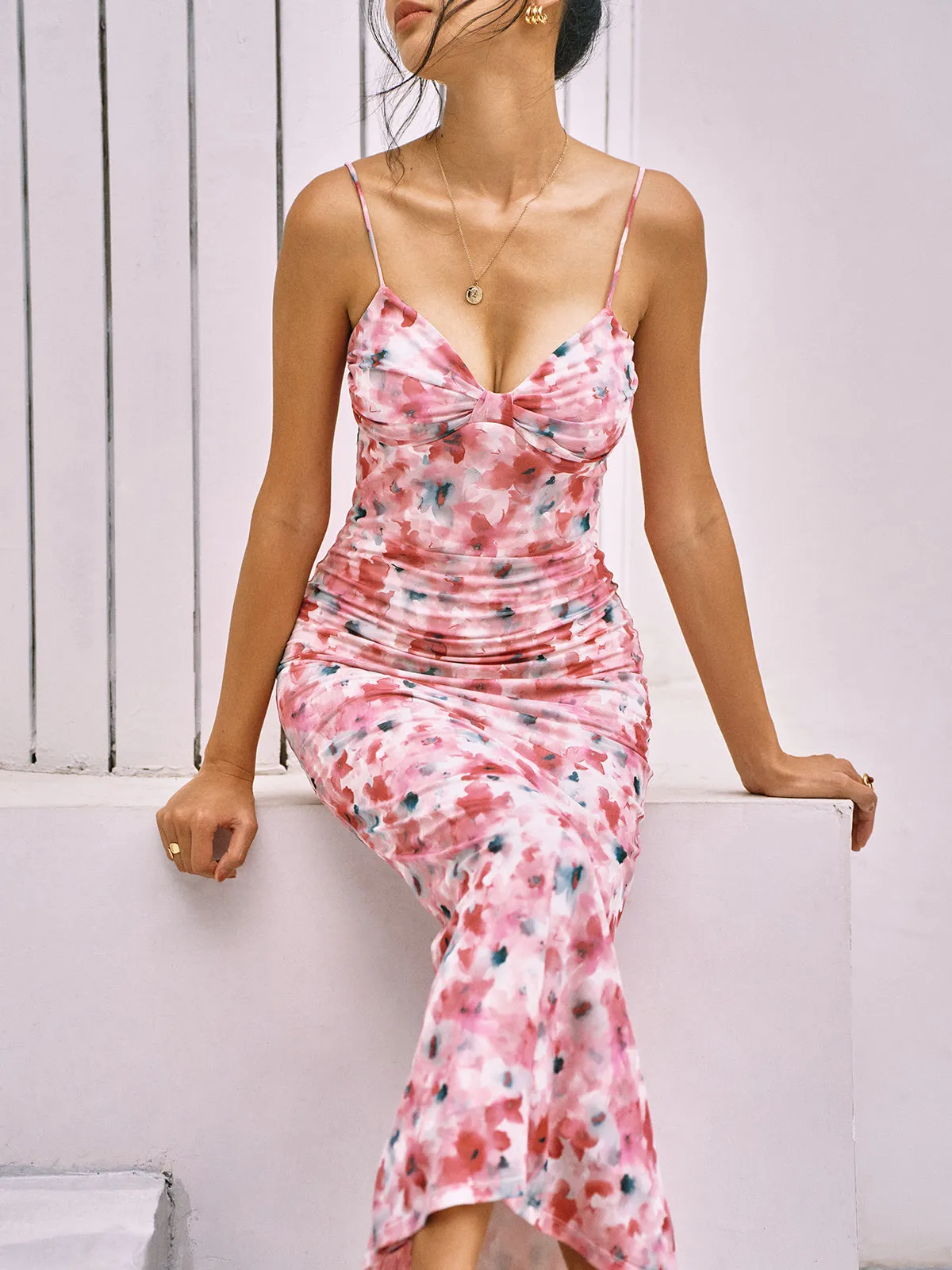 Romantic Floral Print Cami Long Dress sold by COMMENSE
